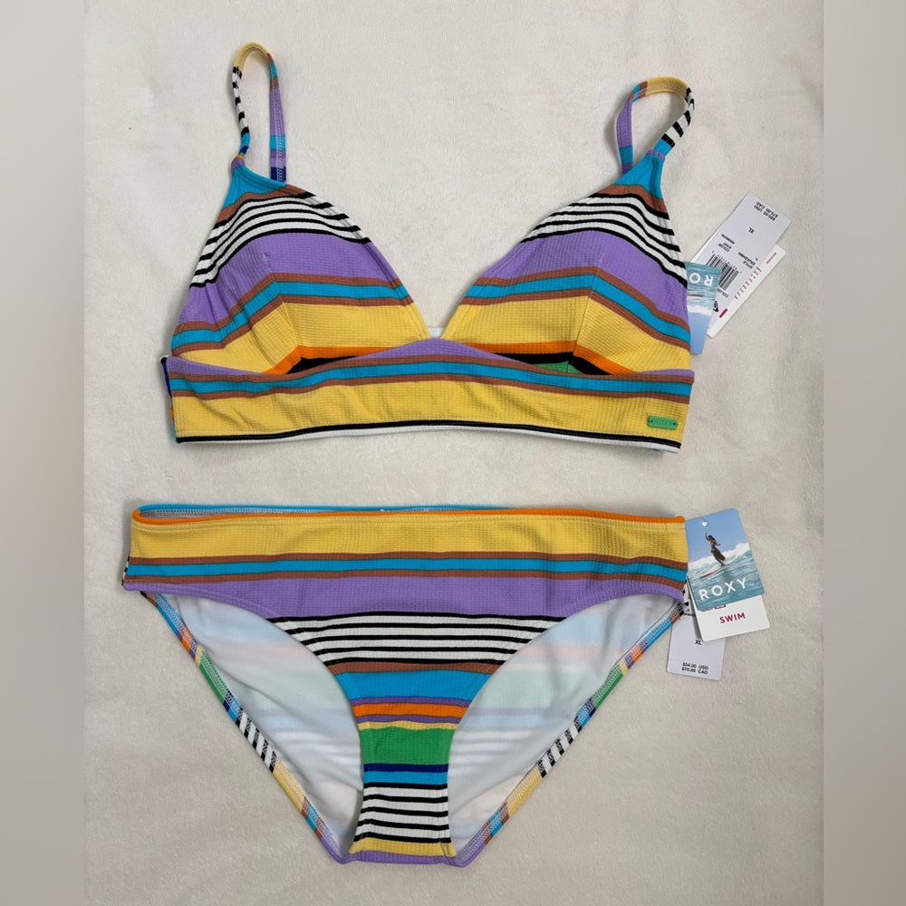 Roxy Color Jam XL Striped Bikini Swim Set